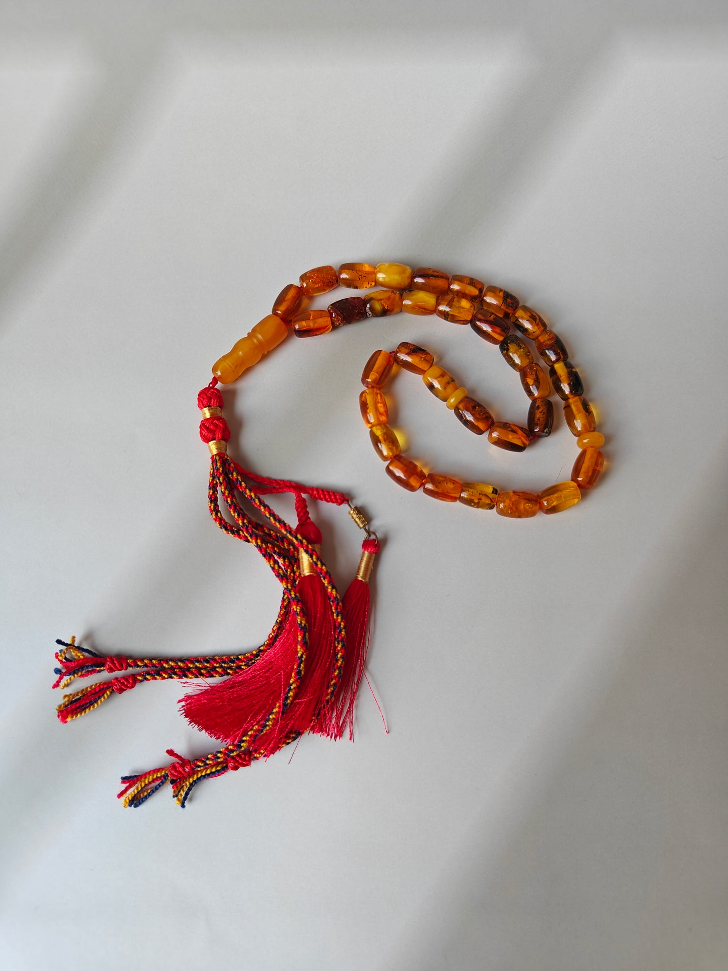 Raw Aged Multicolor Amber Tasbih – 33 Beads