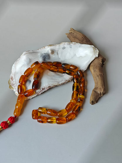 Raw Aged Multicolor Amber Tasbih – 33 Beads