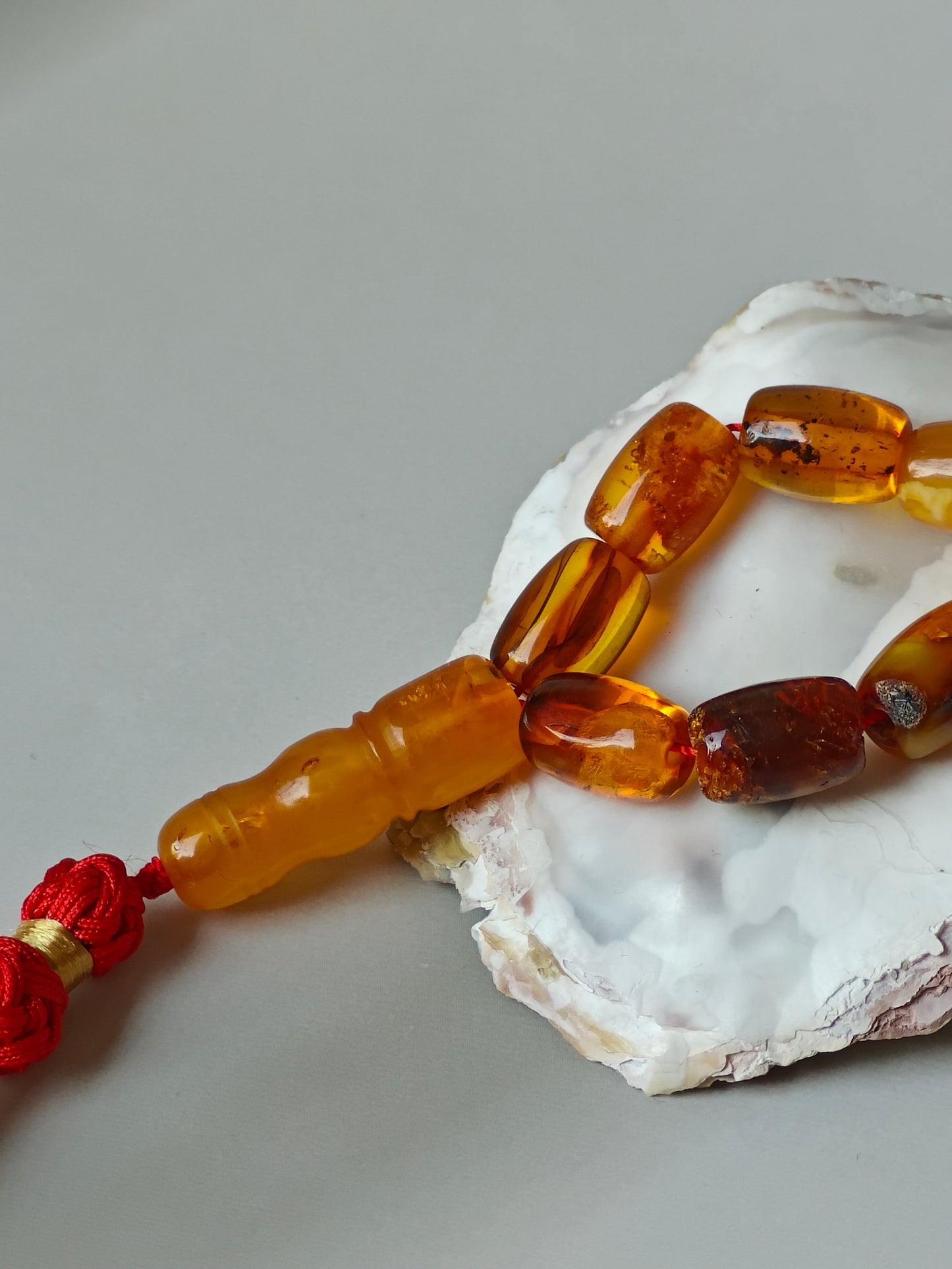 Raw Aged Multicolor Amber Tasbih – 33 Beads