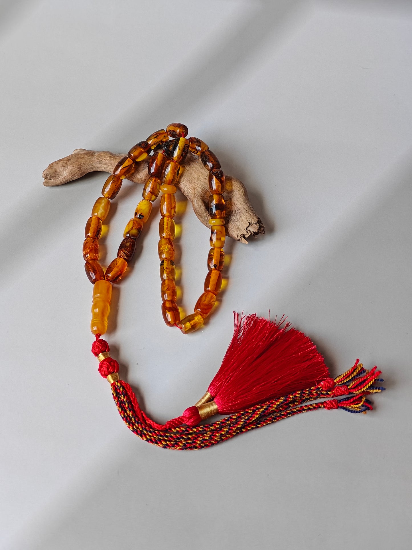 Raw Aged Multicolor Amber Tasbih – 33 Beads