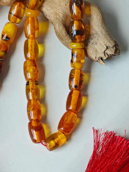 Raw Aged Multicolor Amber Tasbih – 33 Beads