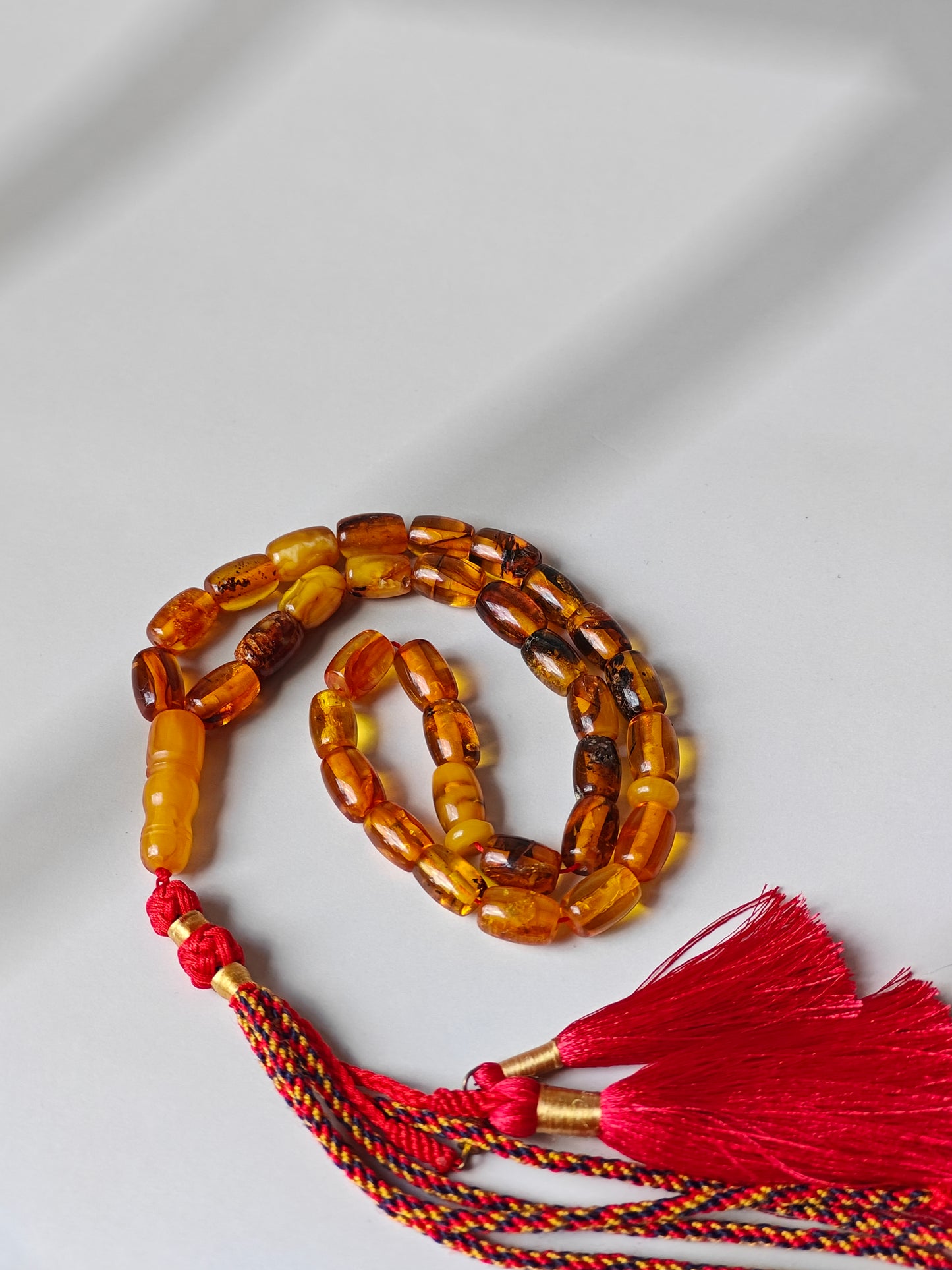 Raw Aged Multicolor Amber Tasbih – 33 Beads