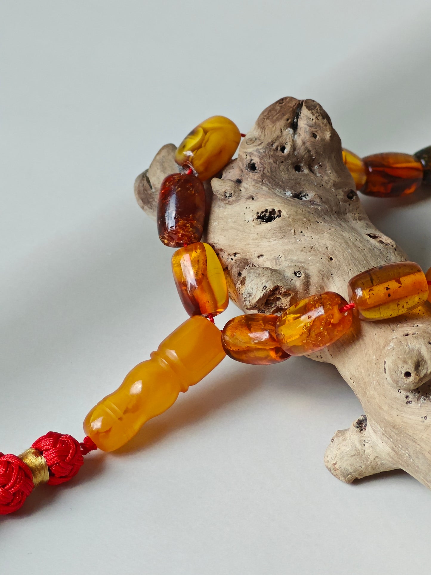 Raw Aged Multicolor Amber Tasbih – 33 Beads