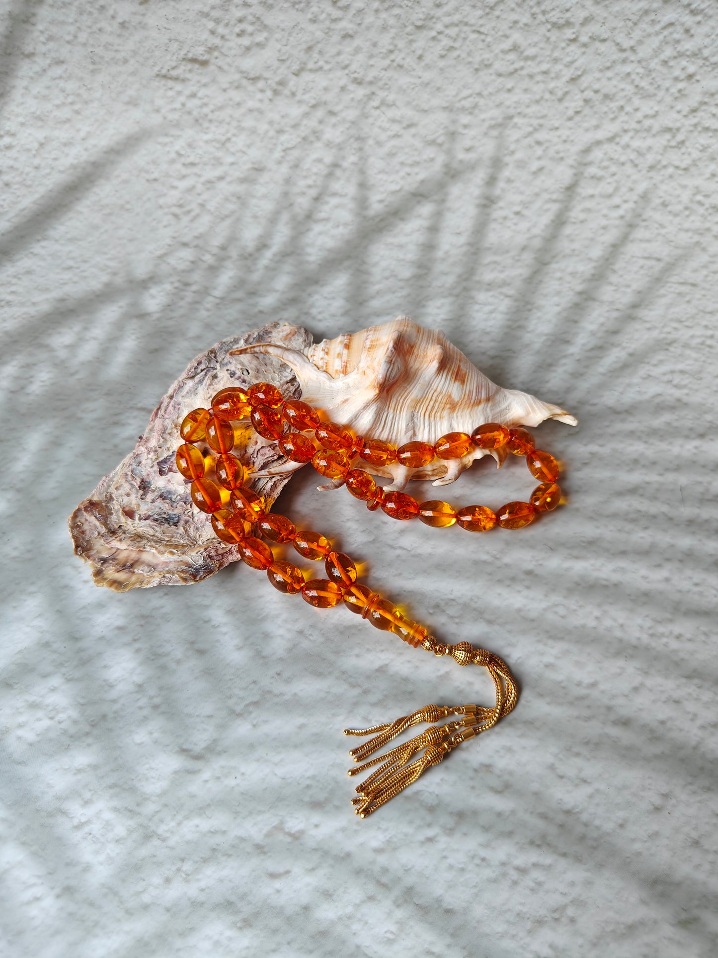 Vintage Cognac & Citron Amber Tasbih – 33 Beads