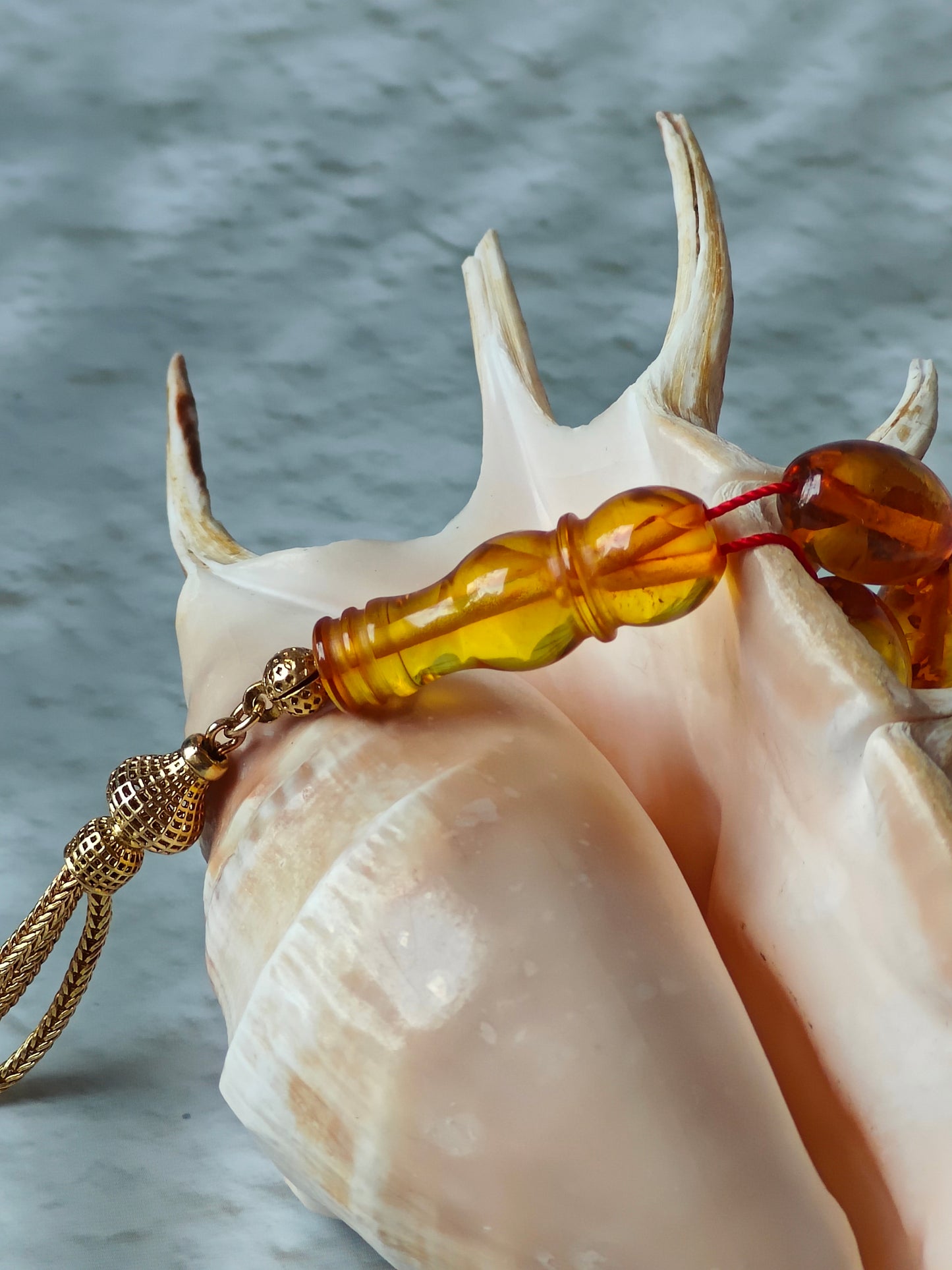 Vintage Cognac & Citron Amber Tasbih – 33 Beads