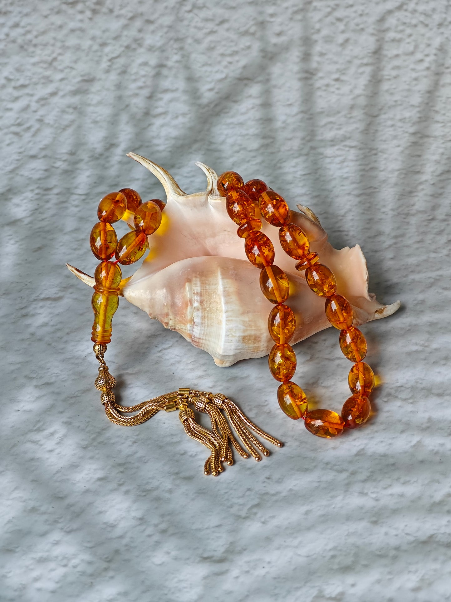 Vintage Cognac & Citron Amber Tasbih – 33 Beads