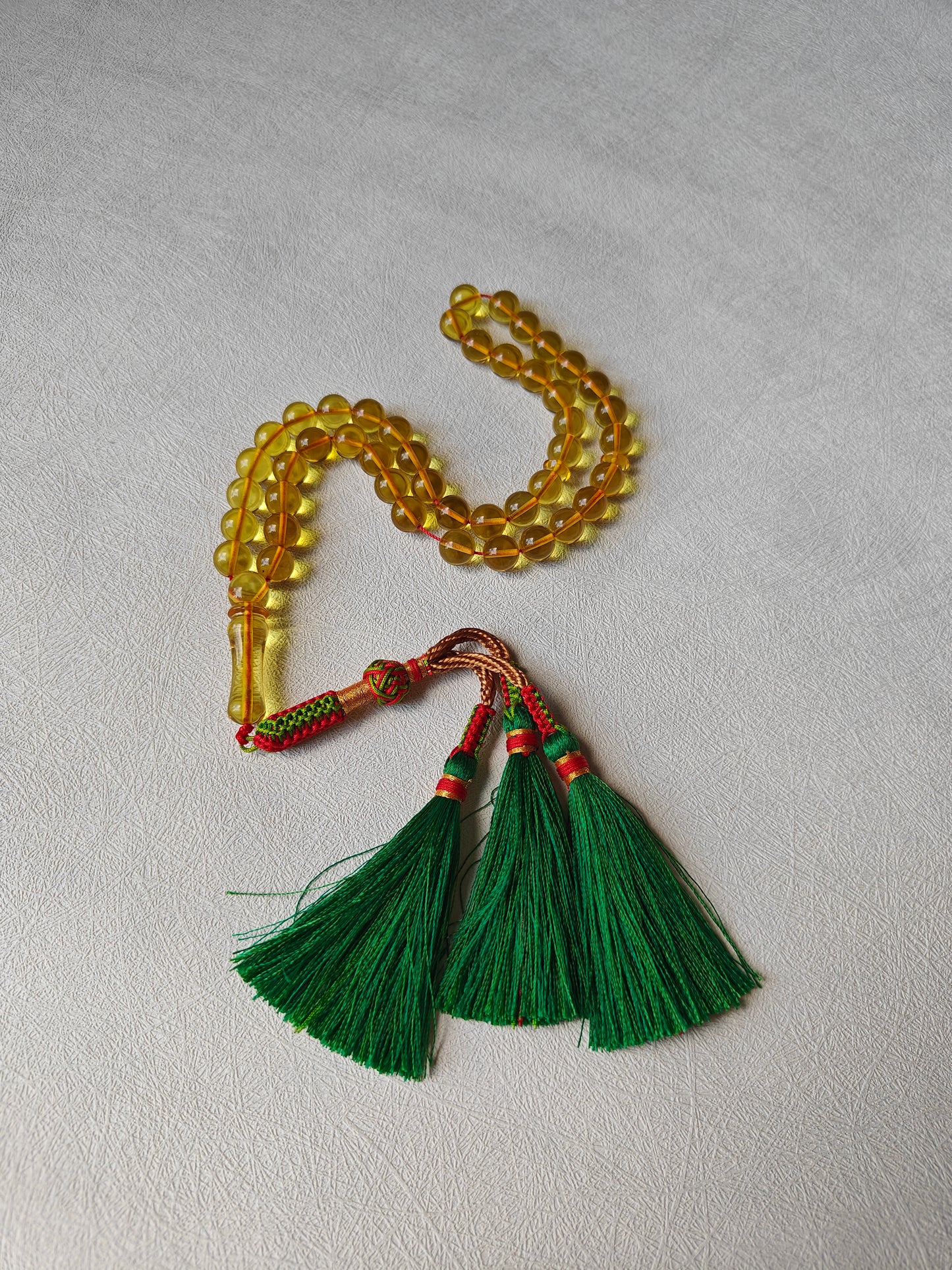 Natural Green Caribbean Amber Tasbih – 45 Beads