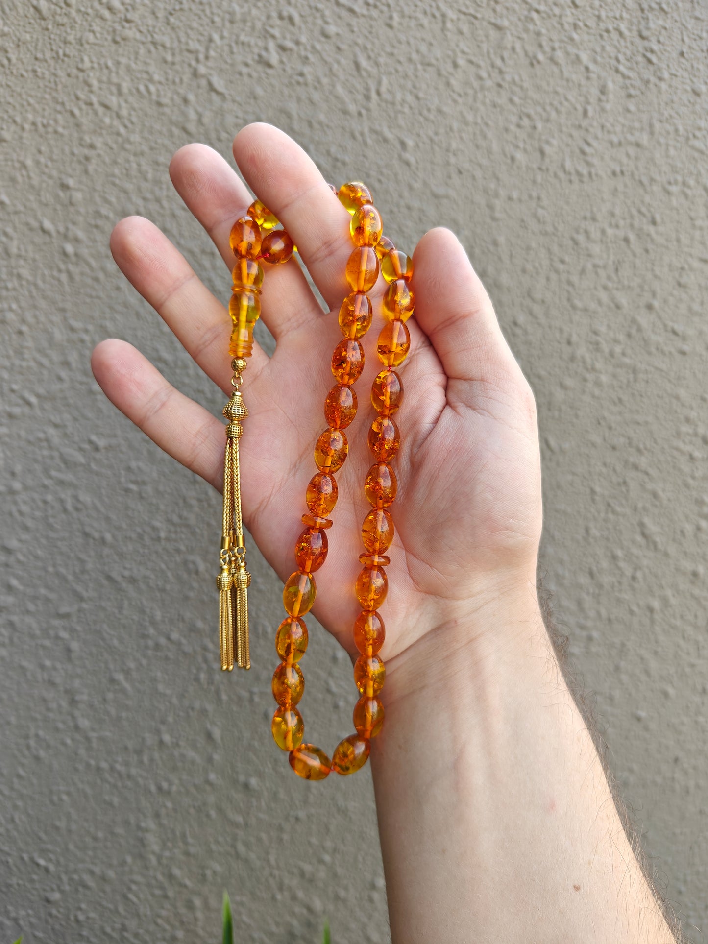 Vintage Cognac & Citron Amber Tasbih – 33 Beads