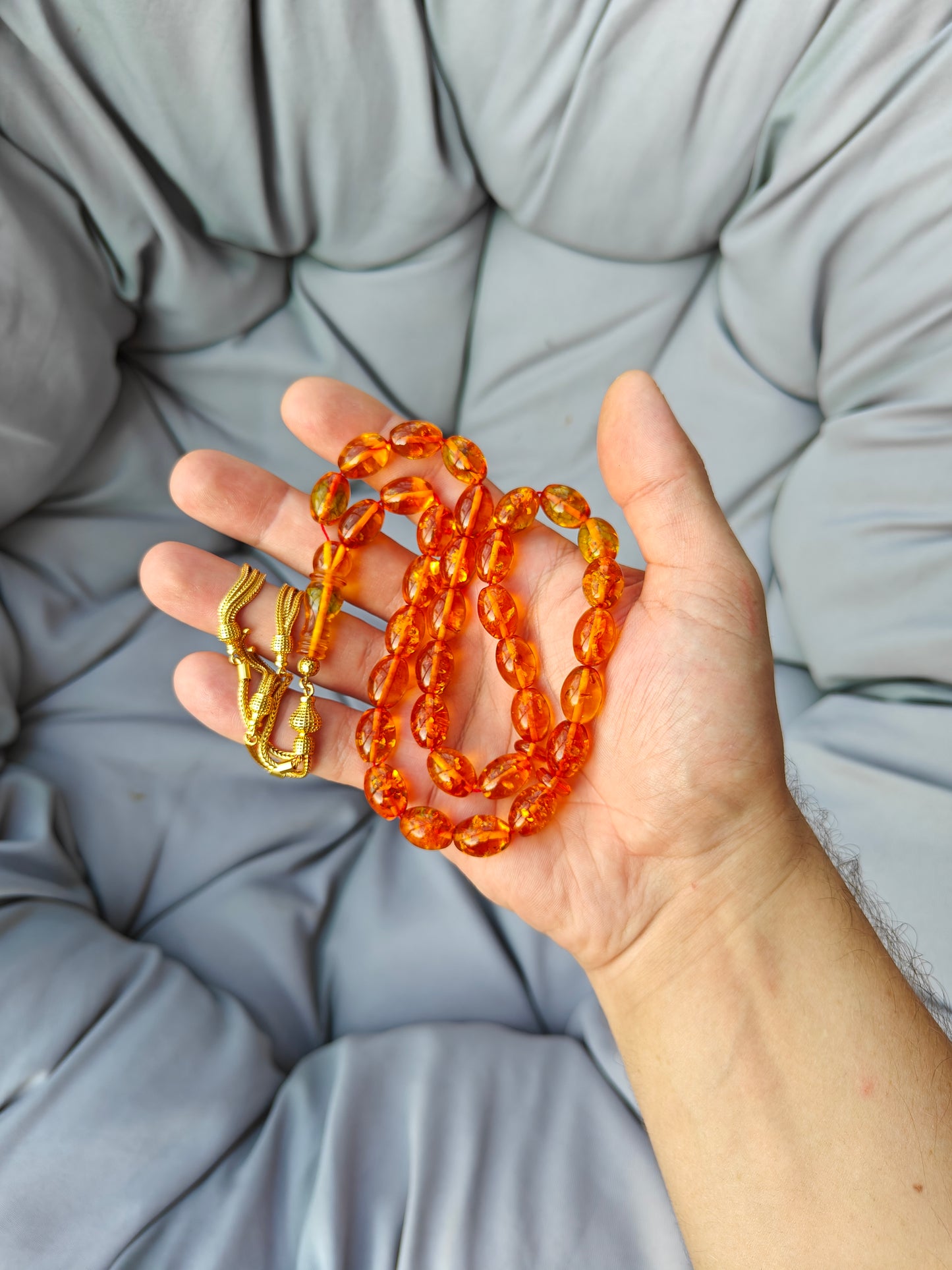 Vintage Cognac & Citron Amber Tasbih – 33 Beads