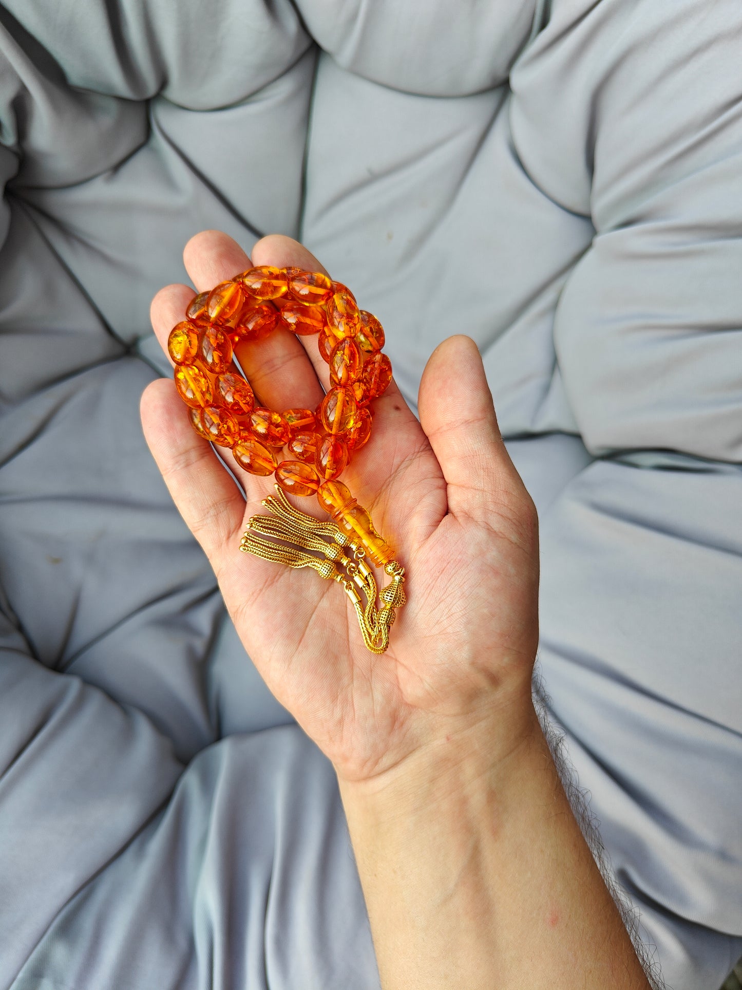 Vintage Cognac & Citron Amber Tasbih – 33 Beads