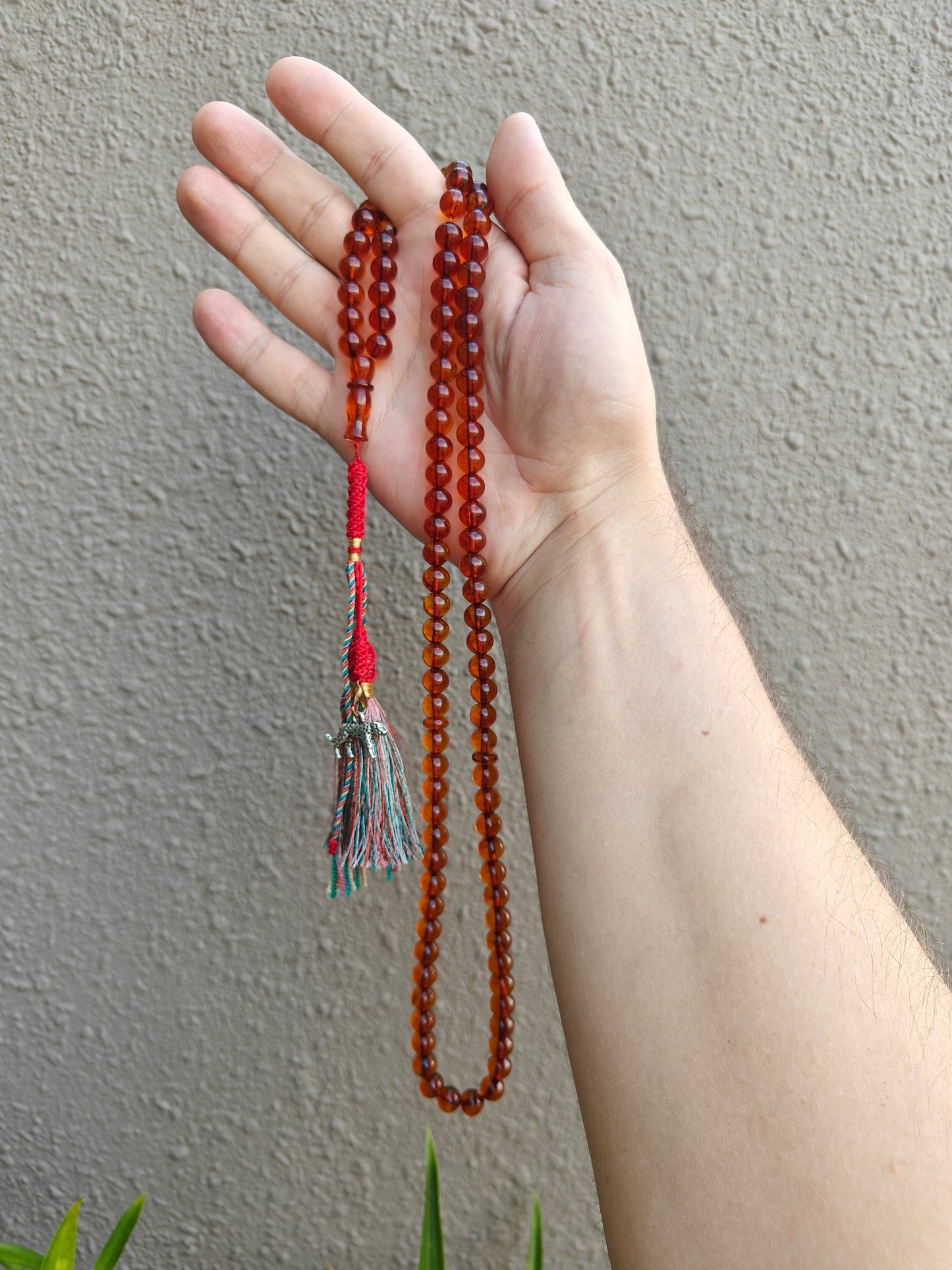 Vintage Pocket Size Cognac Amber Rosary 99 Beads