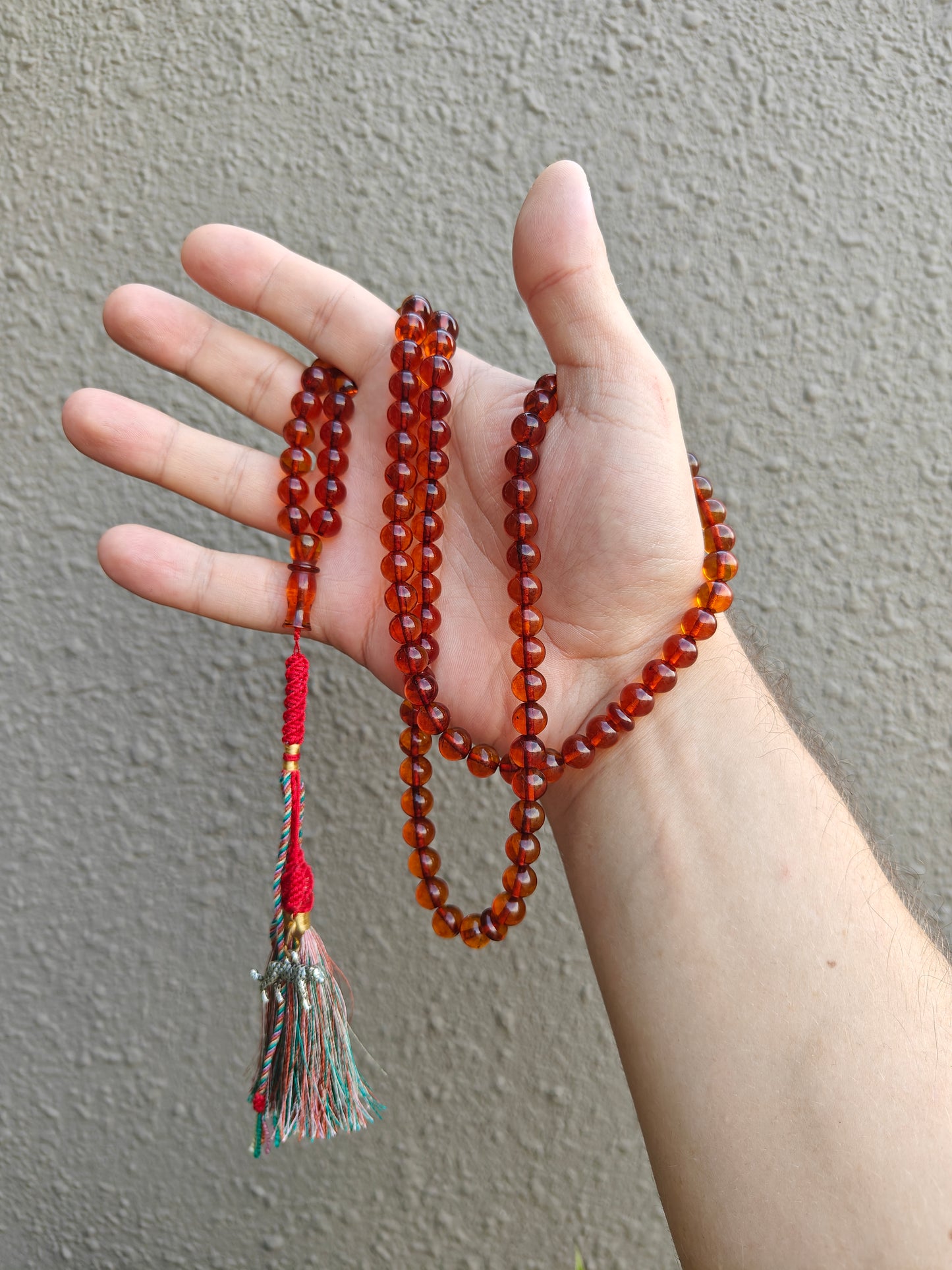 Vintage Pocket Size Cognac Amber Rosary 99 Beads