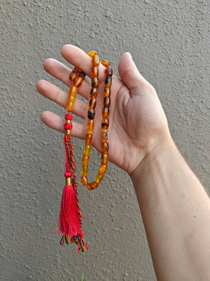 Raw Aged Multicolor Amber Tasbih – 33 Beads
