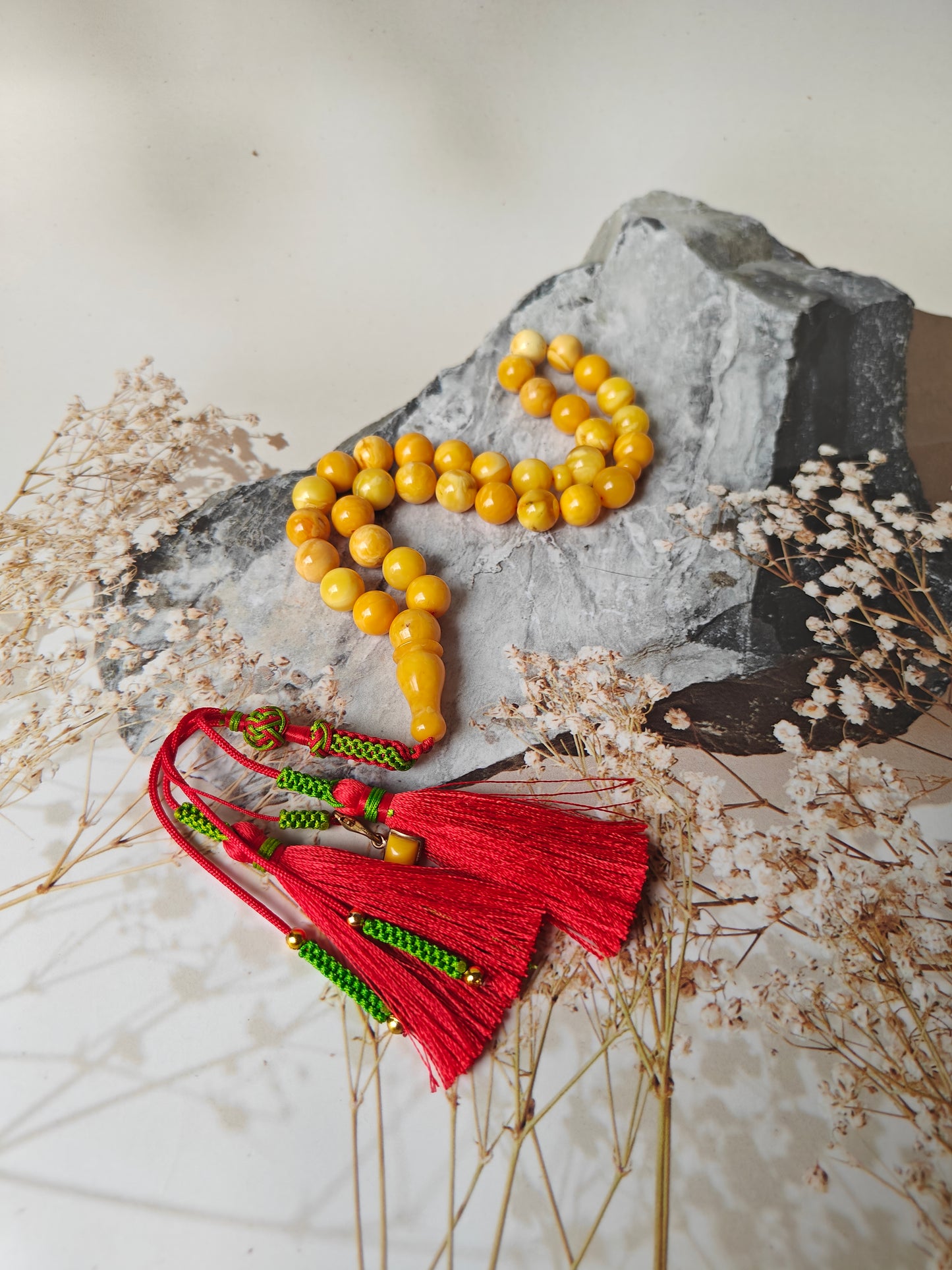 Antique Aged Milk & Honey Amber Tasbih – 33 Beads