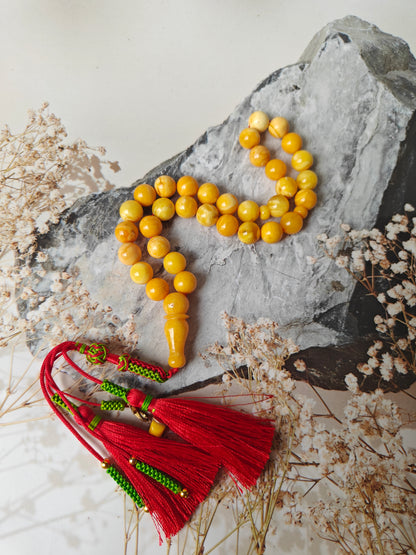 Antique Aged Milk & Honey Amber Tasbih – 33 Beads