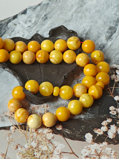 Antique Aged Milk & Honey Amber Tasbih – 33 Beads