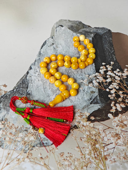 Antique Aged Milk & Honey Amber Tasbih – 33 Beads