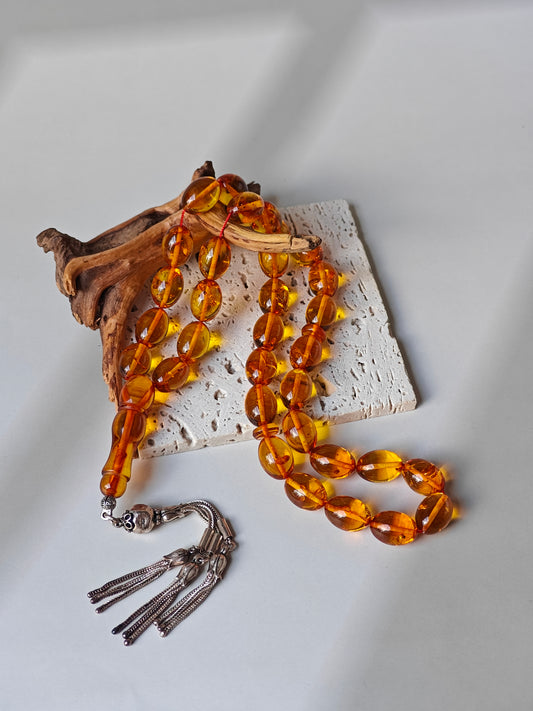 Vintage Cognac Amber Tasbih – 33 Beads