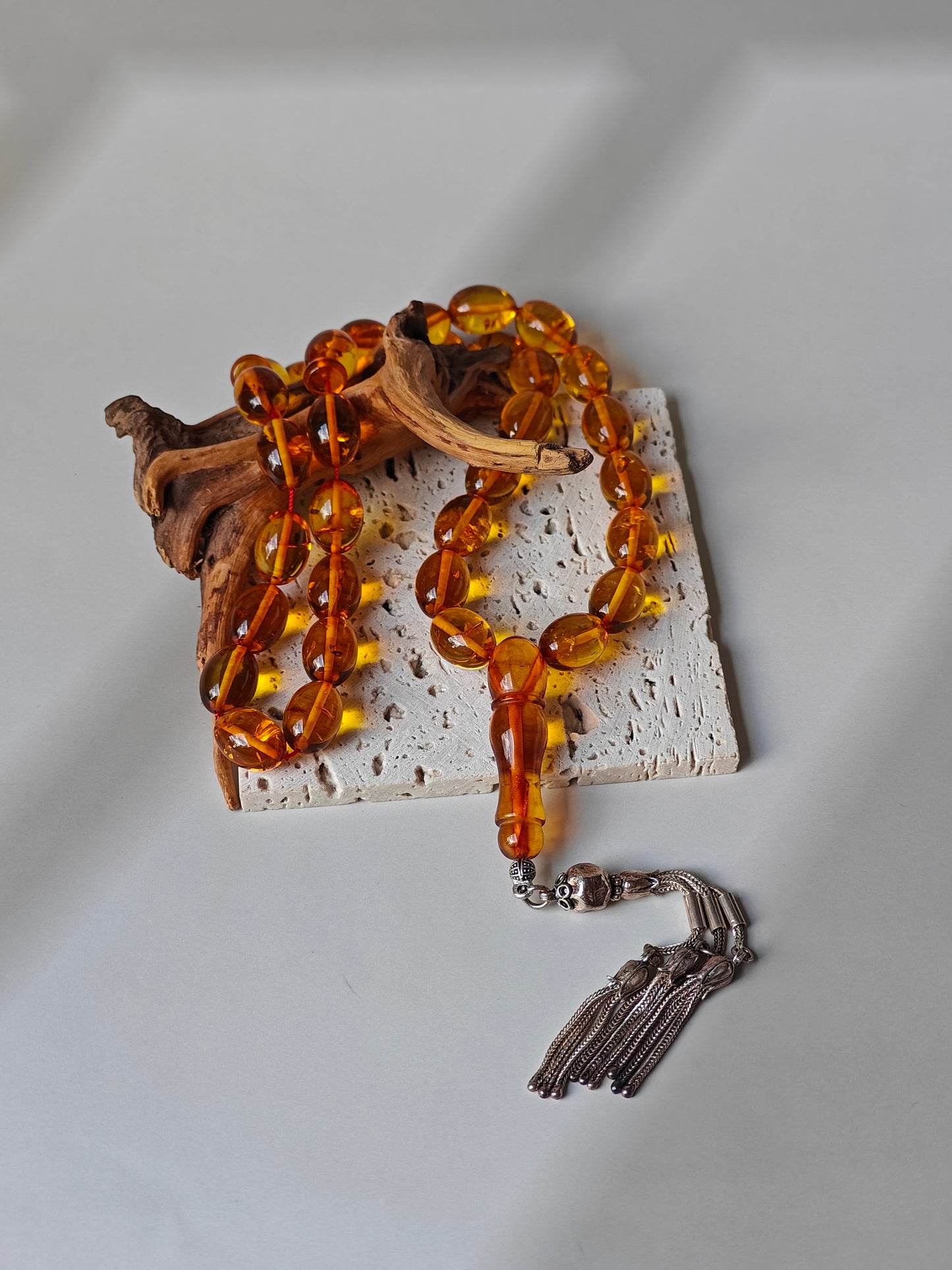 Vintage Cognac Amber Tasbih – 33 Beads