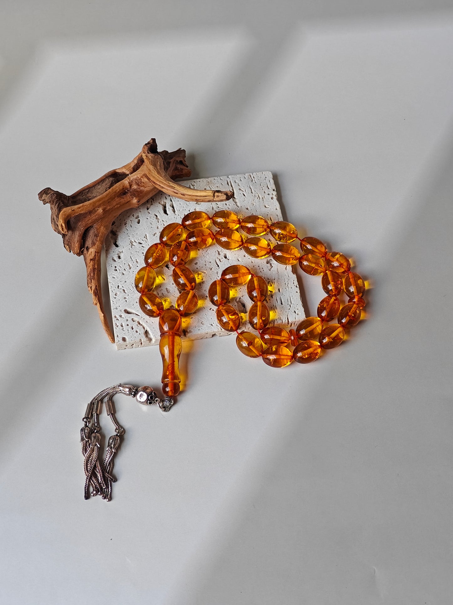 Vintage Cognac Amber Tasbih – 33 Beads