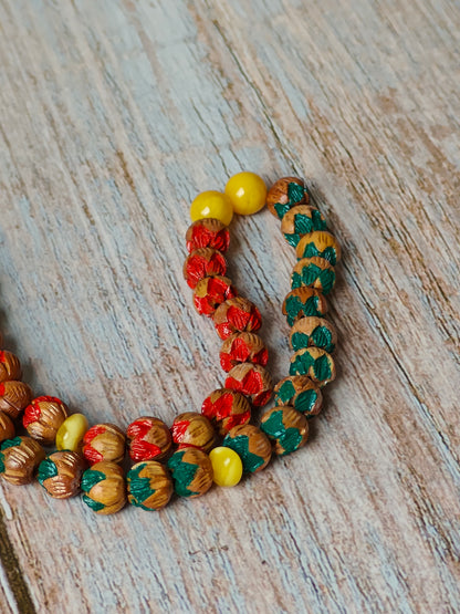 Handcarved Cherry Wood & Aged Butterscotch Amber Tasbih – 66 Beads