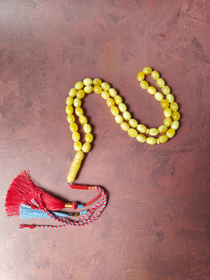 Super Baltic Amber Rosary | 55 Pigeon Egg–Shaped Beads, Butterscotch & Royal White