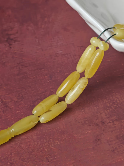 Long Baltic Amber Rosary | 45+2 Semi-Transparent Butterscotch Long Barrel Beads