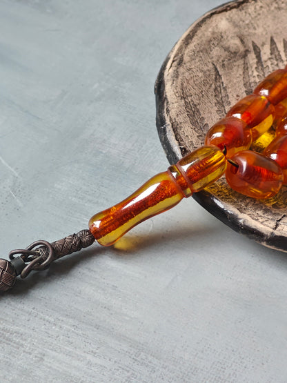 Antique German Bakelite Misbah | 33 Beads with Silver Tassel