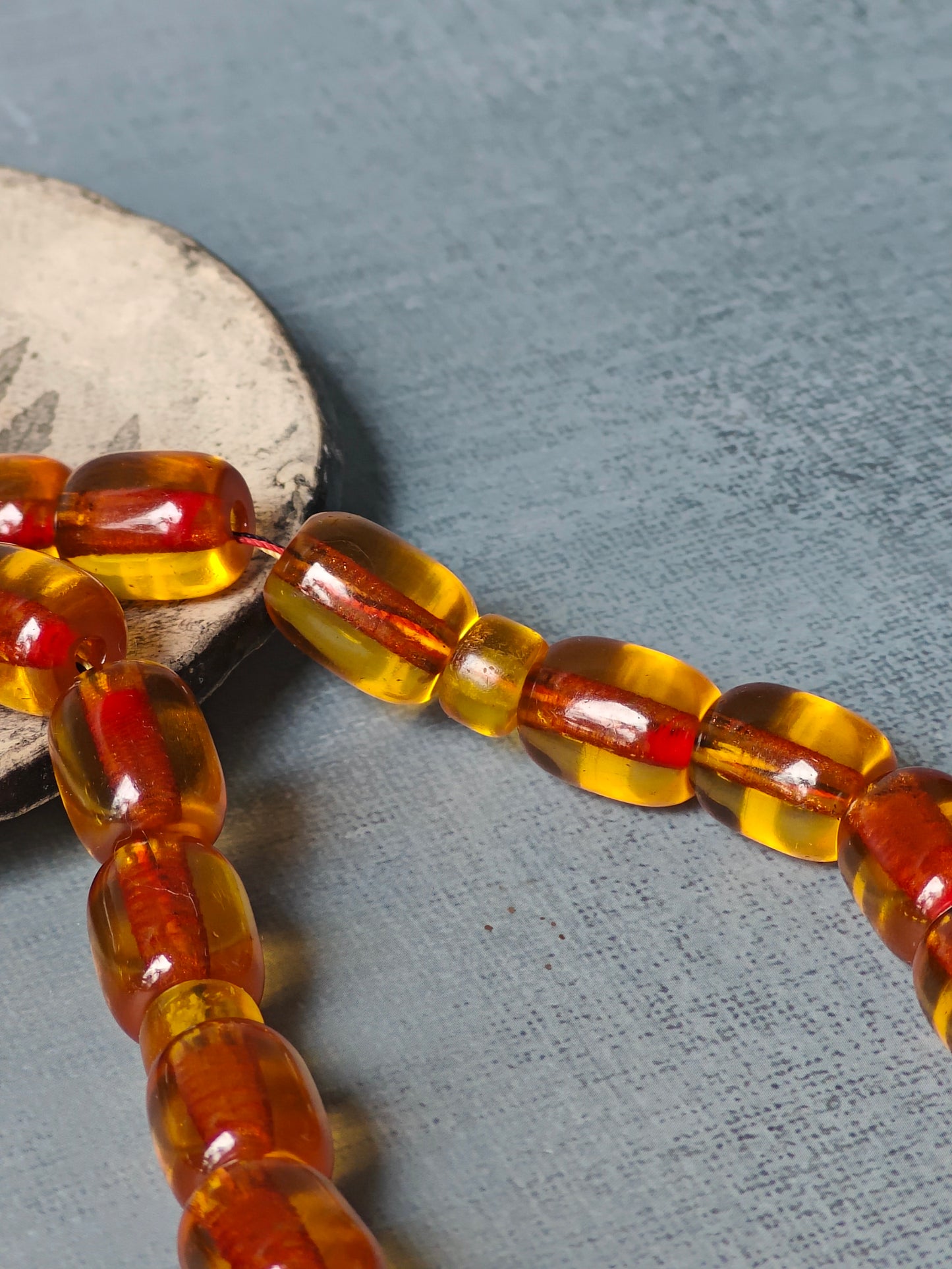 Antique German Bakelite Misbah | 33 Beads with Silver Tassel