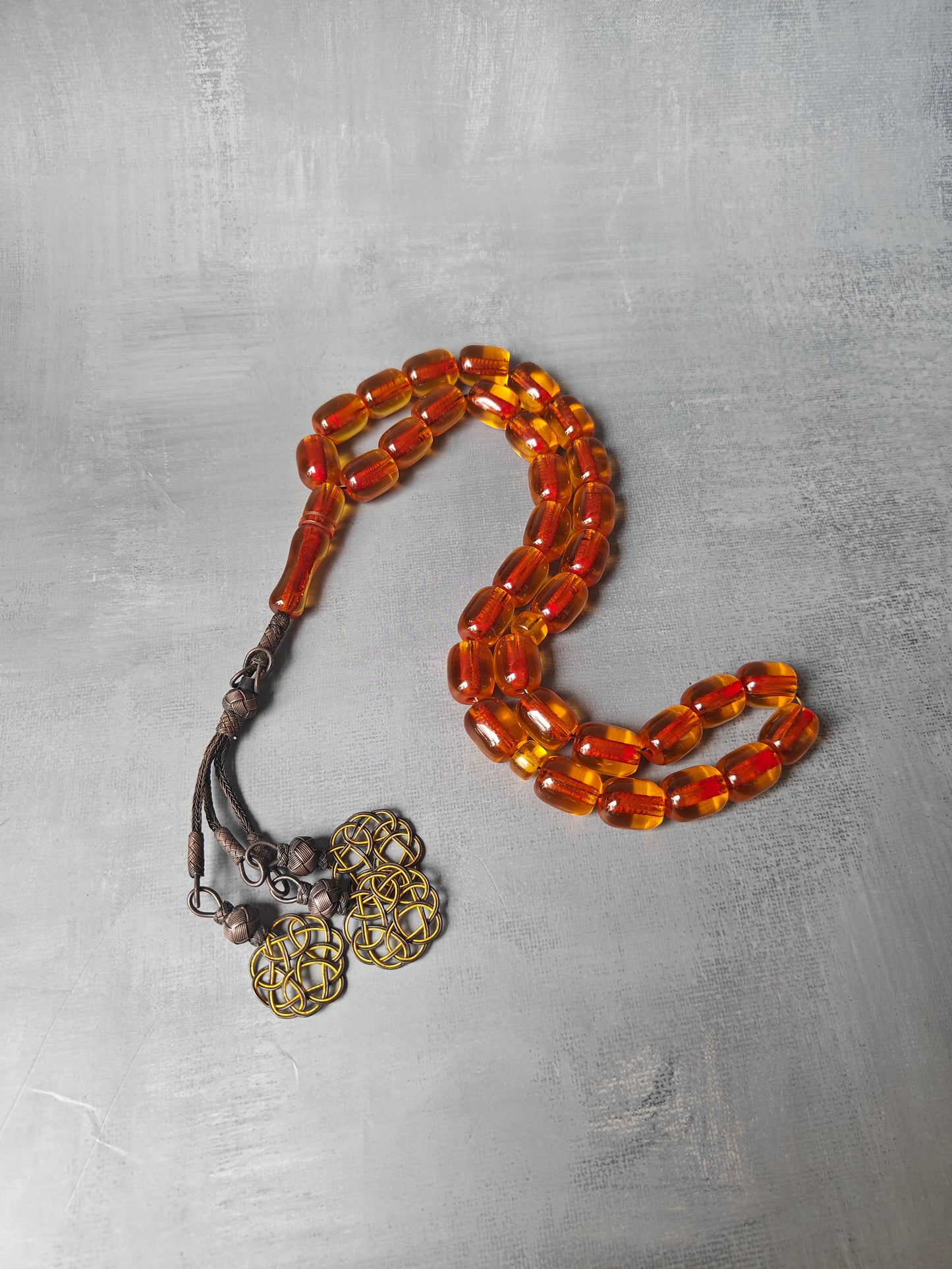 Antique German Bakelite Misbah | 33 Beads with Silver Tassel