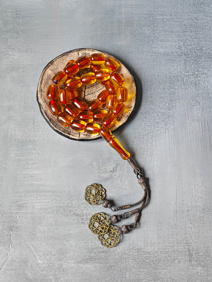 Antique German Bakelite Misbah | 33 Beads with Silver Tassel