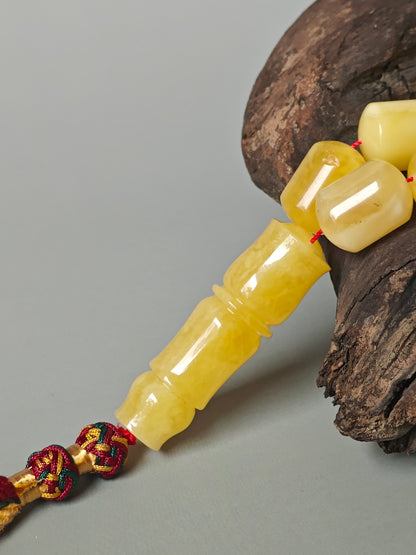 Large Baltic Amber Statement Misbah | 51 Barrel Beads