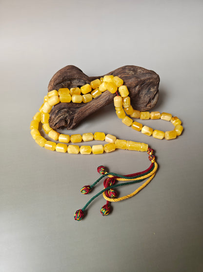 Large Baltic Amber Statement Misbah | 51 Barrel Beads