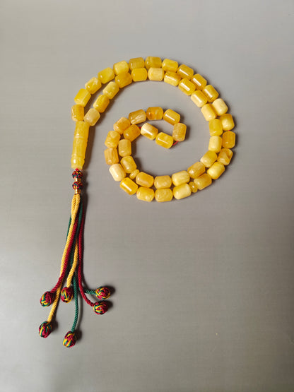 Large Baltic Amber Statement Misbah | 51 Barrel Beads