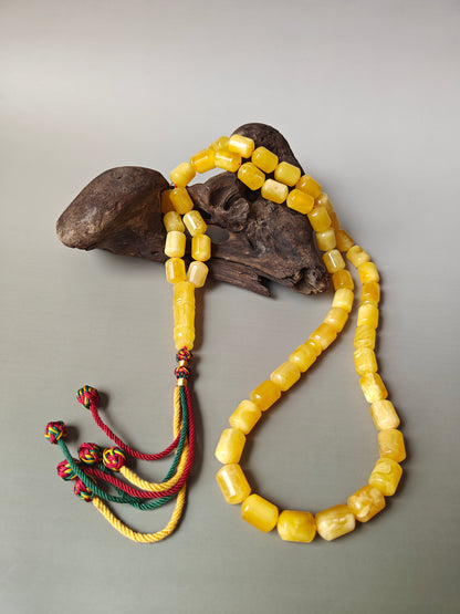 Large Baltic Amber Statement Misbah | 51 Barrel Beads