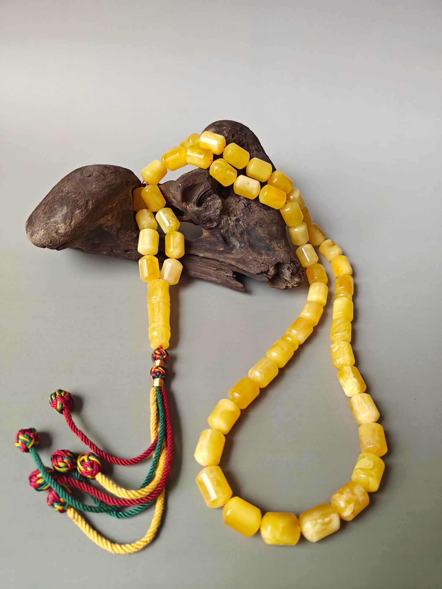 Large Baltic Amber Statement Misbah | 51 Barrel Beads