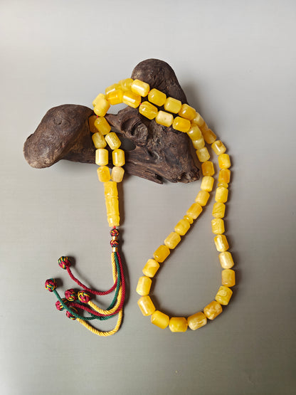 Large Baltic Amber Statement Misbah | 51 Barrel Beads