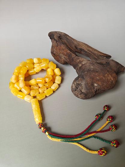 Large Baltic Amber Statement Misbah | 51 Barrel Beads