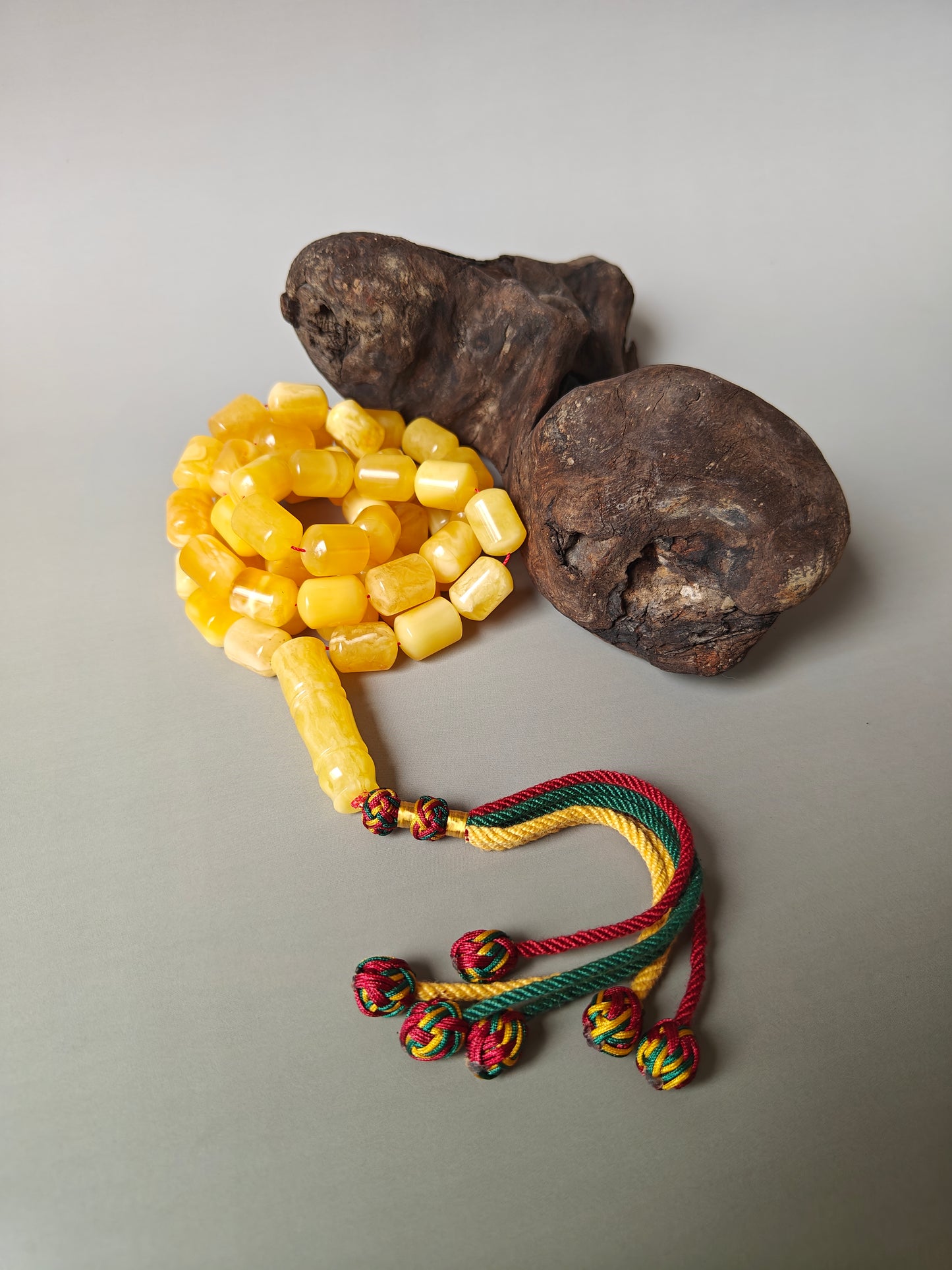 Large Baltic Amber Statement Misbah | 51 Barrel Beads