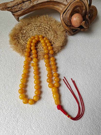 Aged Butterscotch Amber Rosary | 55 Beads, Collectible Piece