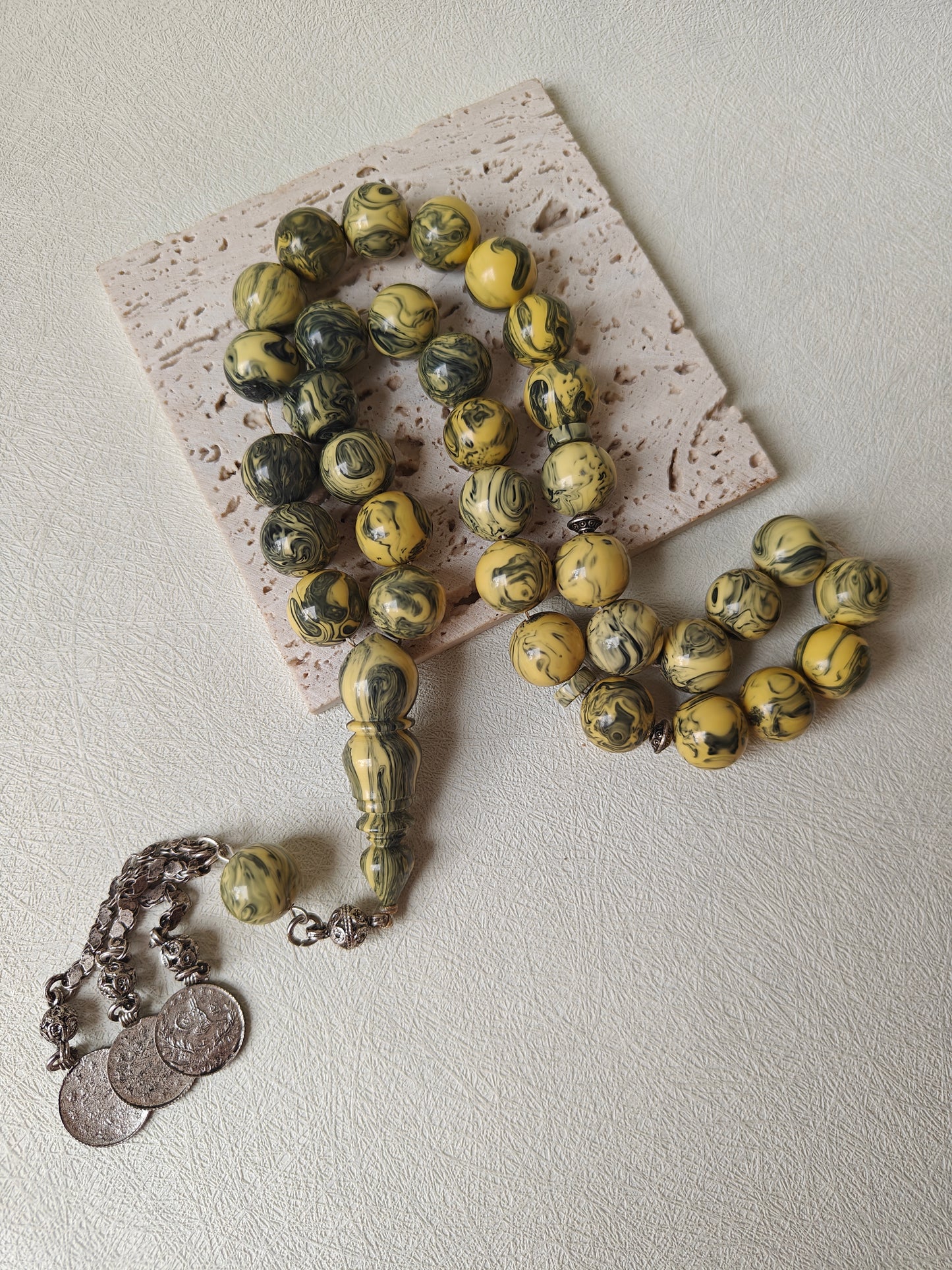 Vintage Gradient "Chernobyl" Bakelite Misbah 33 Beads