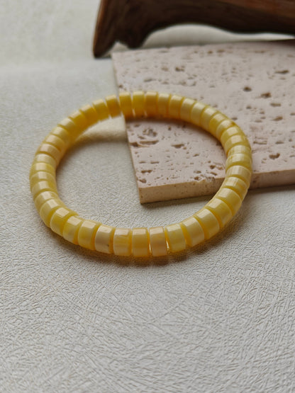 Milk & White Amber Bracelet | Donut Beads