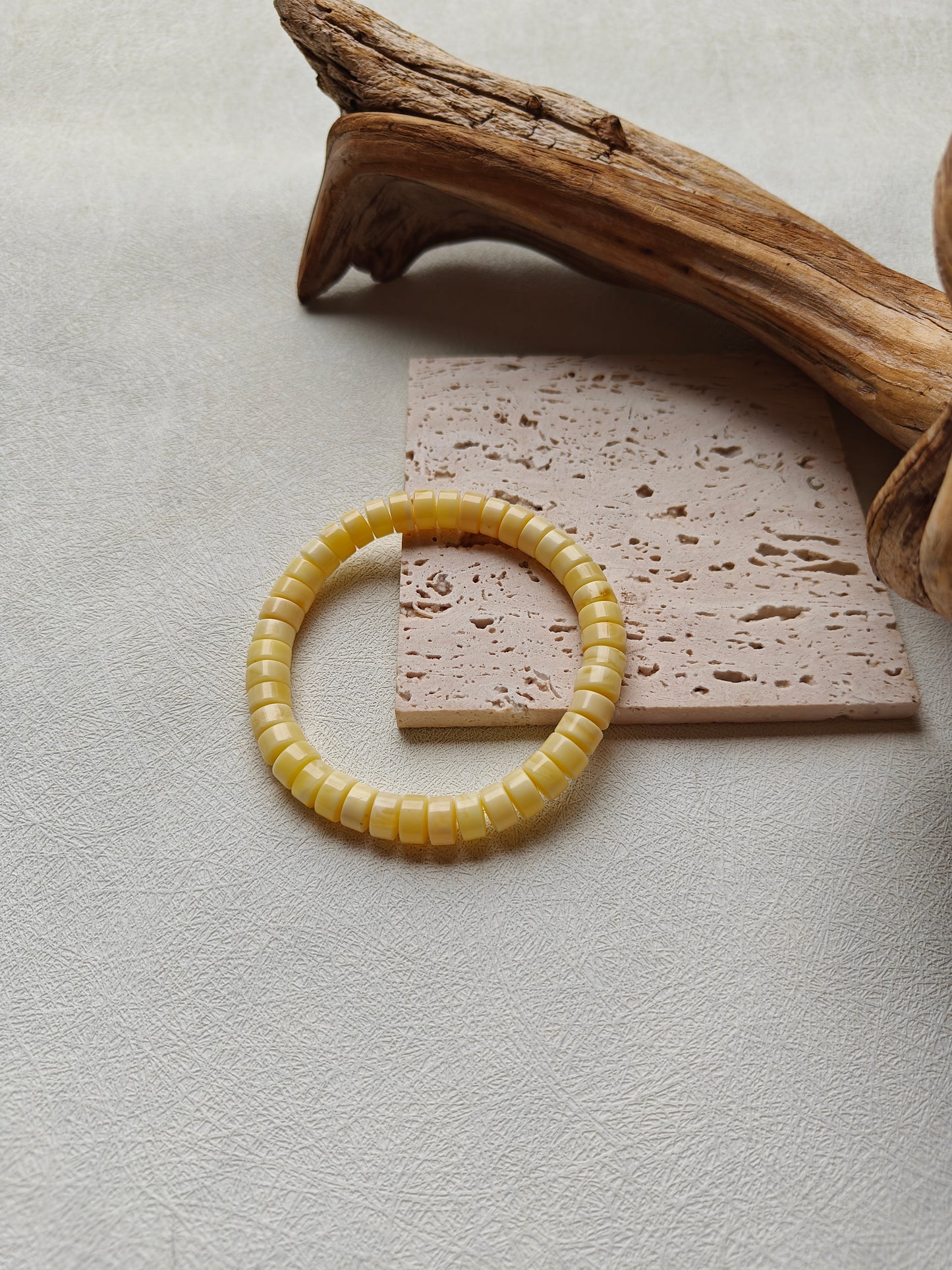 Milk & White Amber Bracelet | Donut Beads