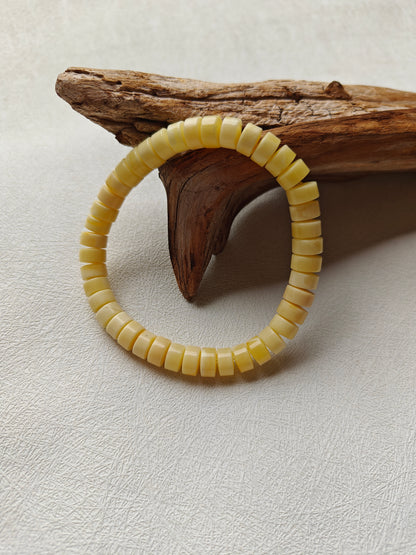Milk & White Amber Bracelet | Donut Beads
