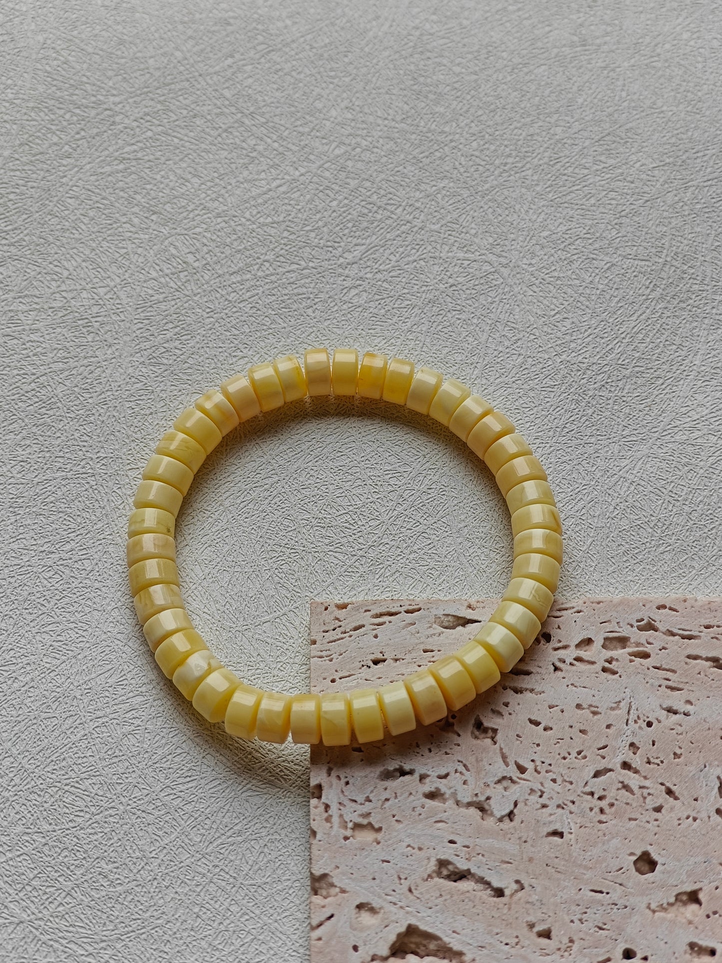 Milk & White Amber Bracelet | Donut Beads