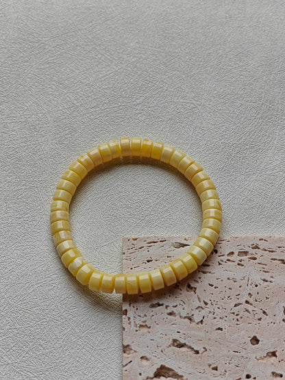 Milk & White Amber Bracelet | Donut Beads