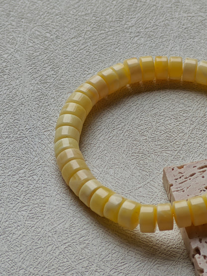 Milk & White Amber Bracelet | Donut Beads