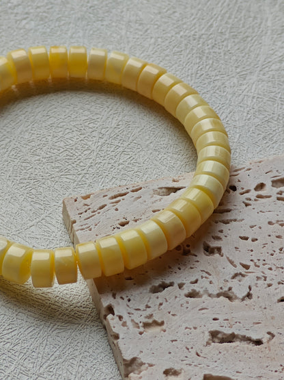 Milk & White Amber Bracelet | Donut Beads