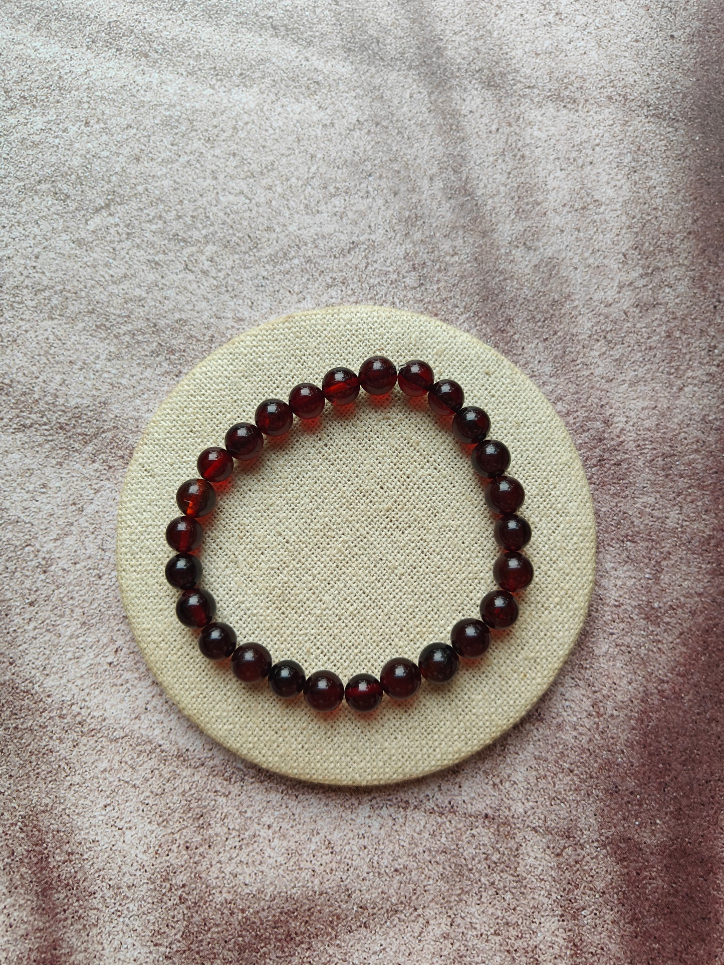 Cherry Amber Beaded Bracelet | Small Round Beads
