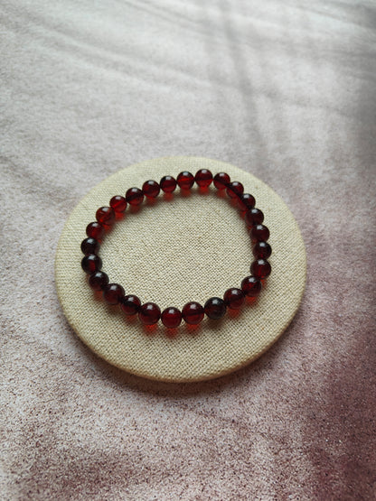 Cherry Amber Beaded Bracelet | Small Round Beads